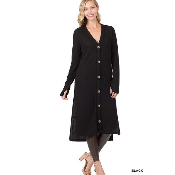 Zenana RIBBED LONG CARDIGAN - Picture 3 of 3